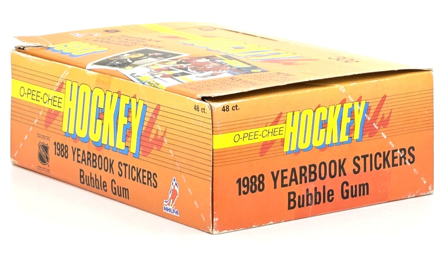 1988 O-Pee-Chee Hockey Yearbook Sticker Box (48 Packs) Brett Hull Rookie Year