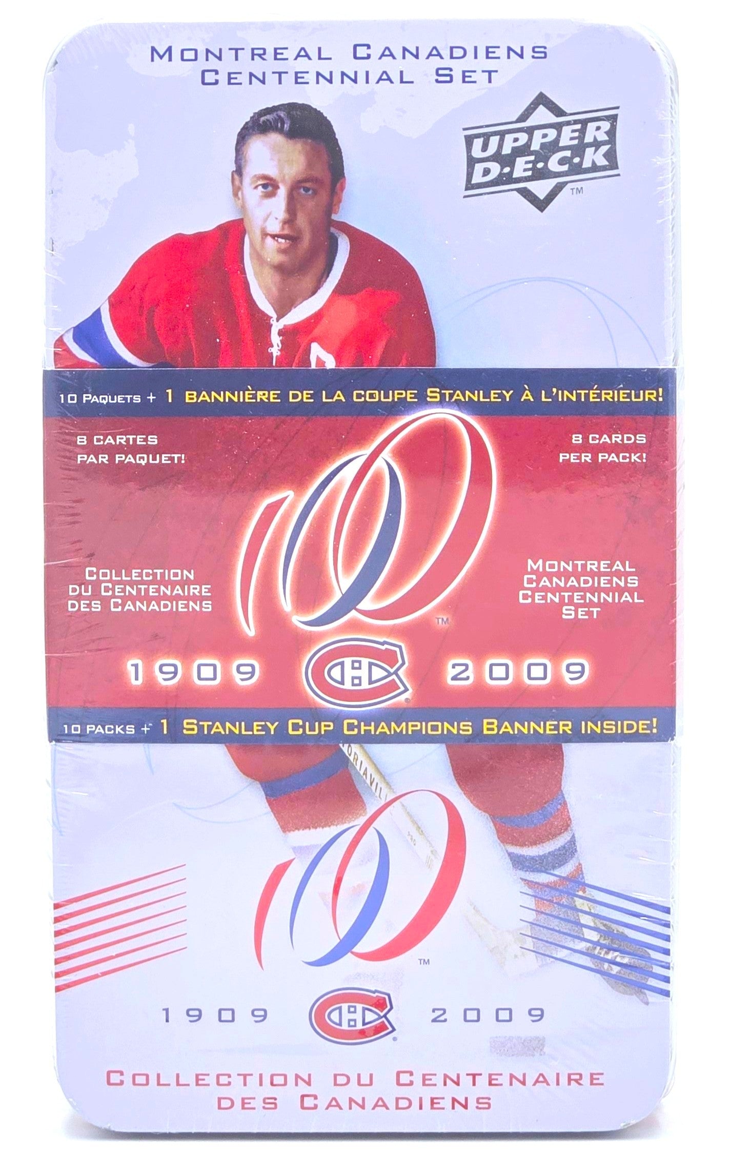 2009 Upper Deck NHL Hockey Card Montreal Canadiens Centennial Set Tin (10 Packs + Banner) Sealed