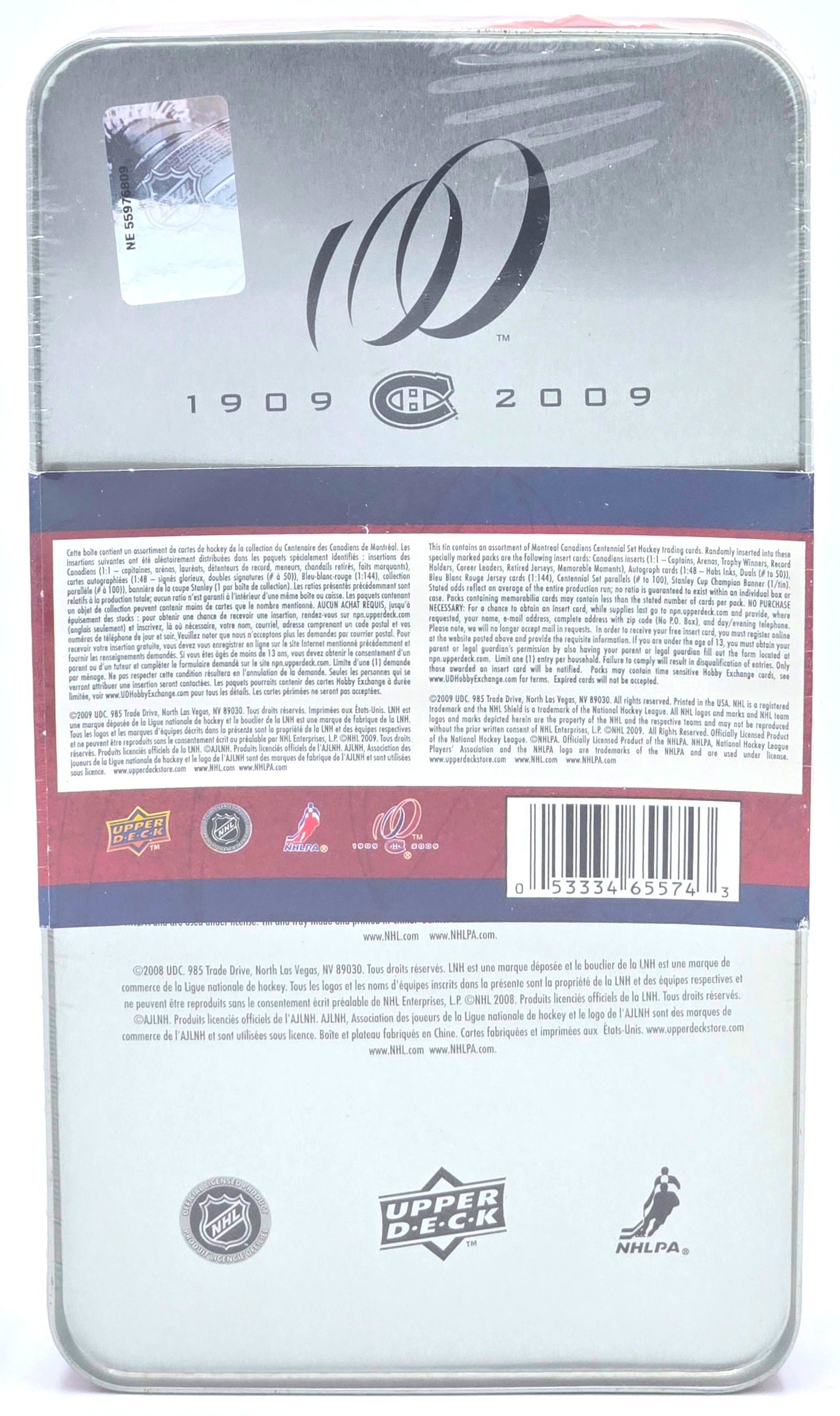 2009 Upper Deck NHL Hockey Card Montreal Canadiens Centennial Set Tin (10 Packs + Banner) Sealed