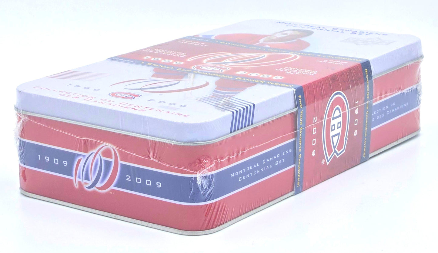 2009 Upper Deck NHL Hockey Card Montreal Canadiens Centennial Set Tin (10 Packs + Banner) Sealed
