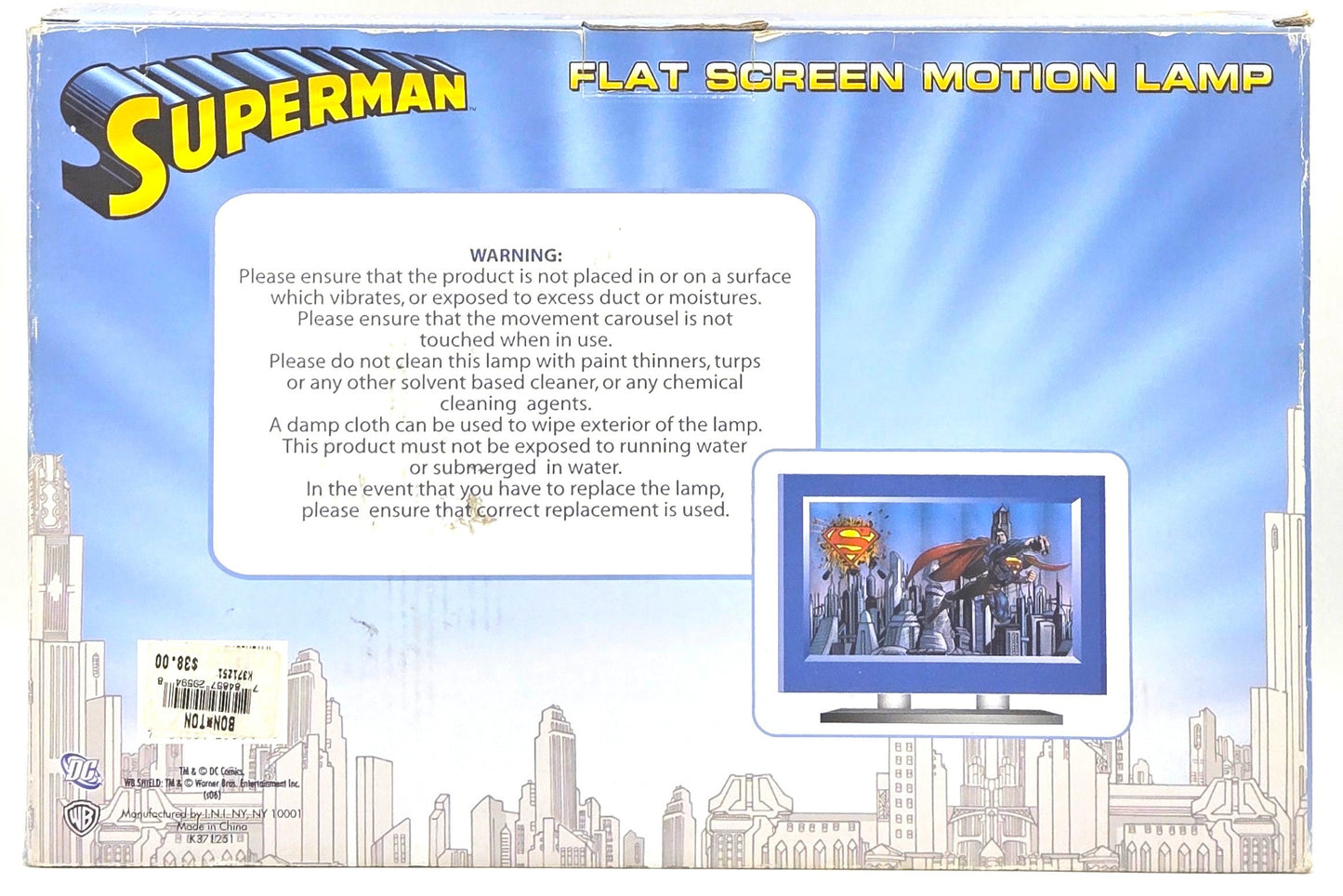 Vintage DC Superman Flat Screen Motion Lamp - Working