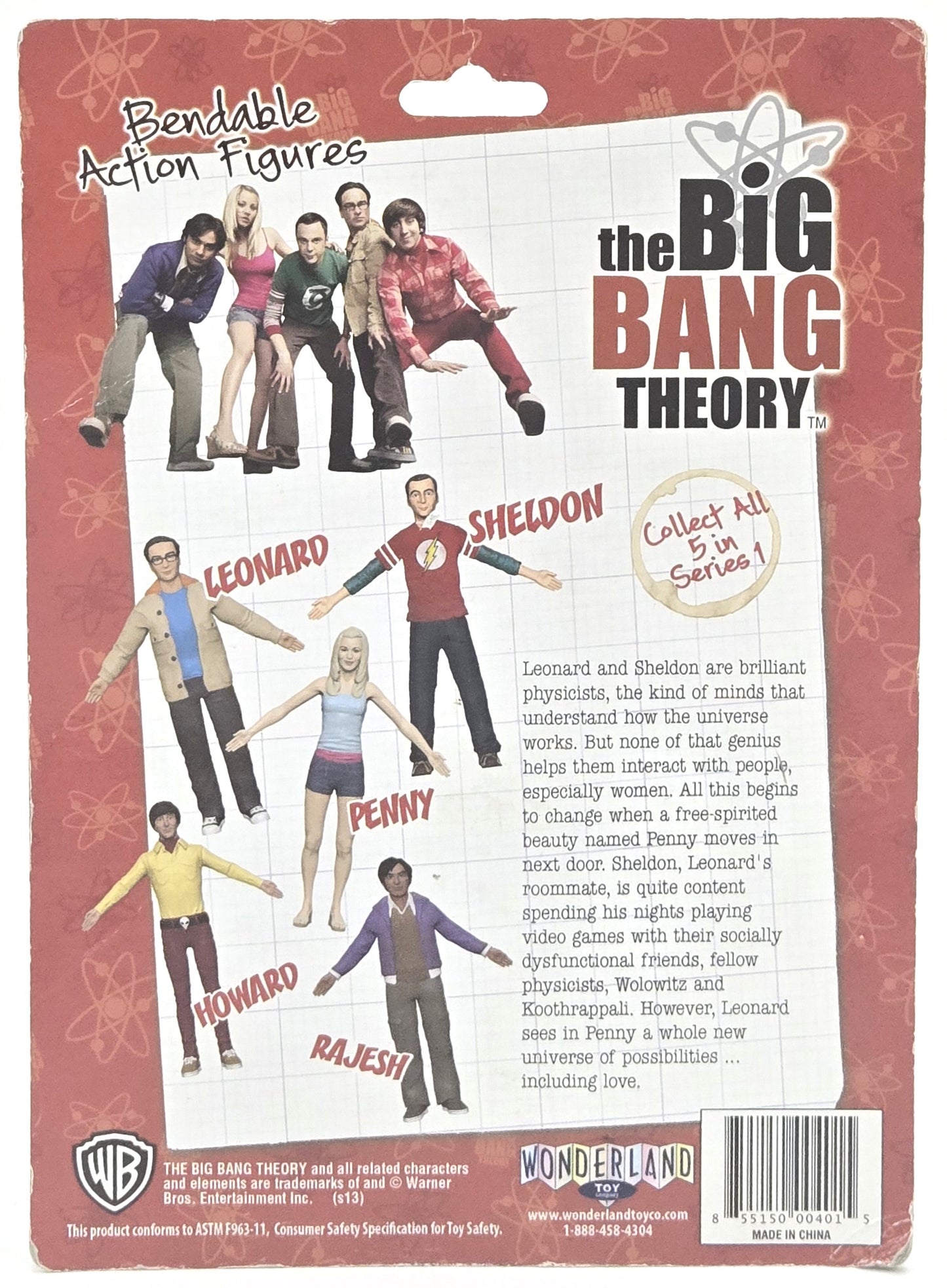 2011 Wonderland Toy Company The Big Bang Theory Sheldon 6in Bendable Figure Sealed