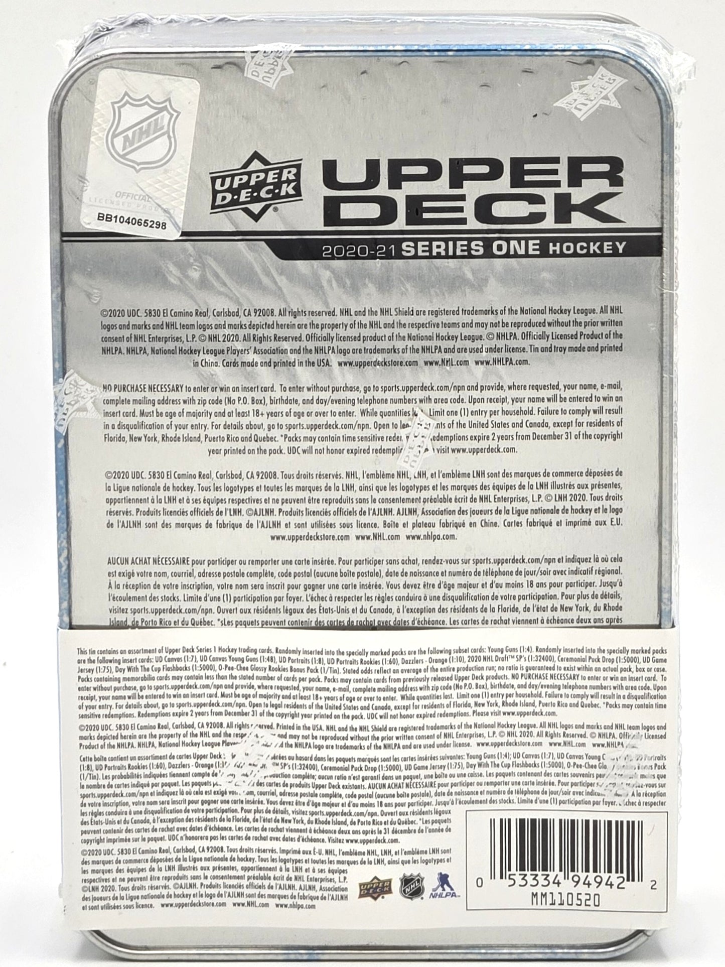 2020/21 Upper Deck Series One Hockey Cards Tin Box (10 Packs)