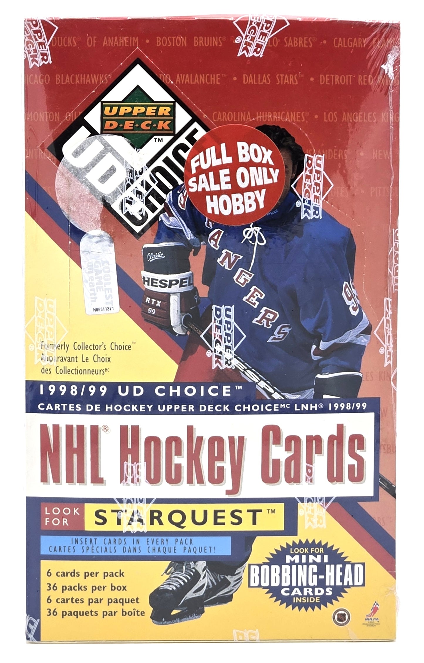 1998/98 Upper Deck UD Choice Hockey Cards Hobby Box (36 Packs) Sealed