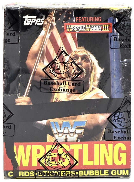 1987 Topps WWF Wrestling Wax Box (36 Packs) BBCE Authenticated Wrestlemania III Bret Hart Rookie