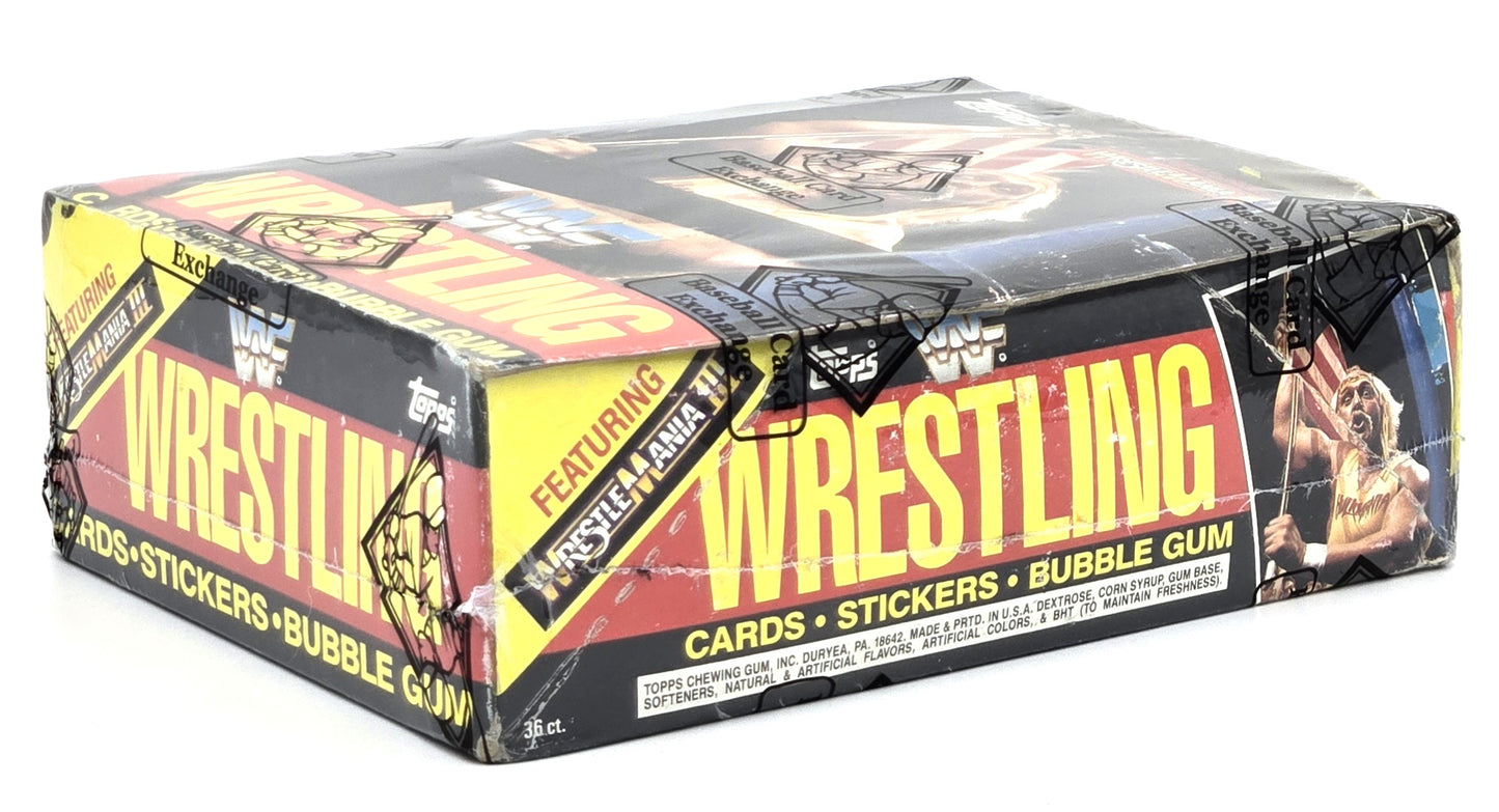 1987 Topps WWF Wrestling Wax Box (36 Packs) BBCE Authenticated Wrestlemania III Bret Hart Rookie