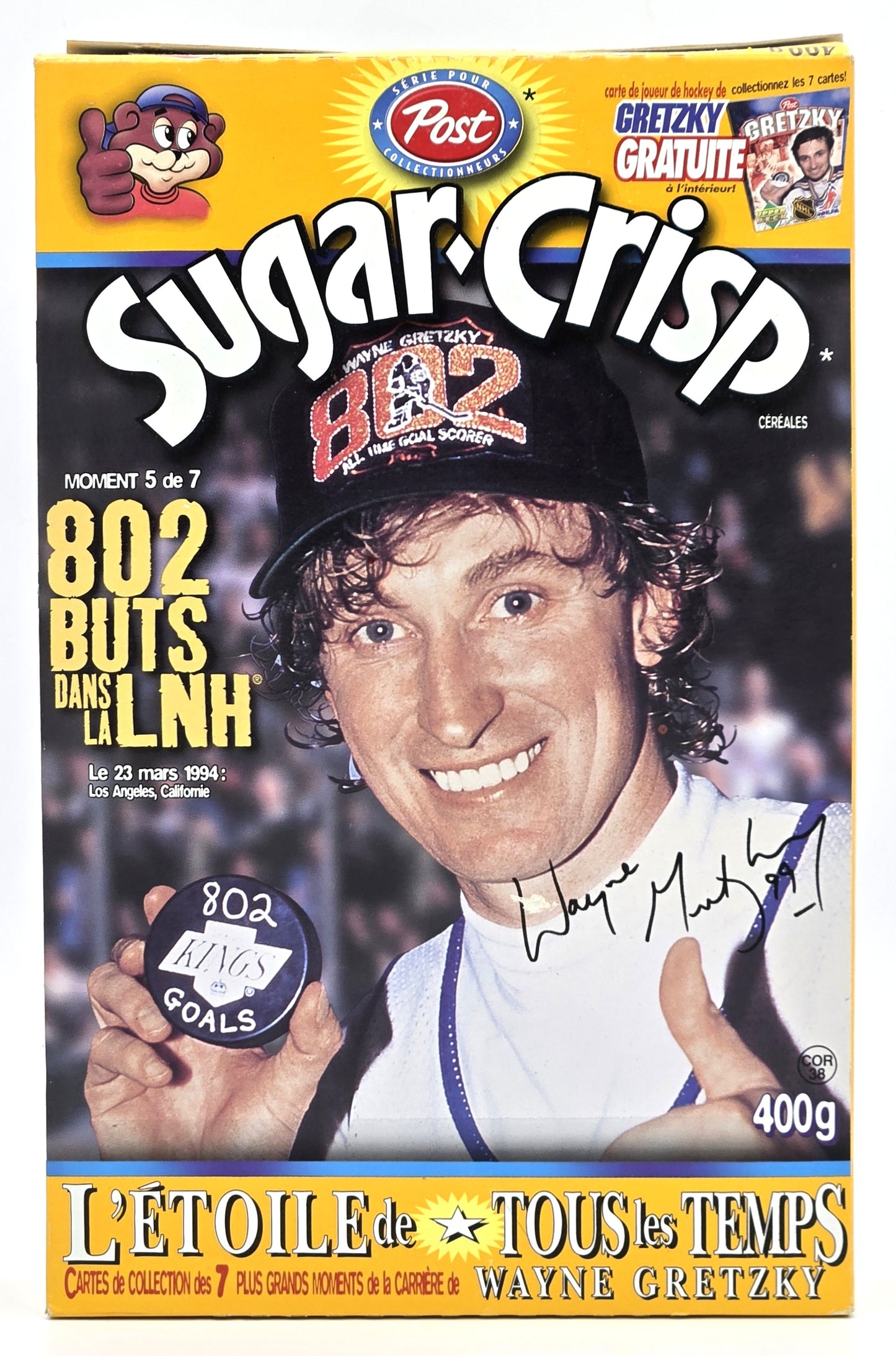 1999 Post Sugar Crisp Cereal Wayne Gretzky's 7 Greatest Moments #5 802 Goals Empty Box Only