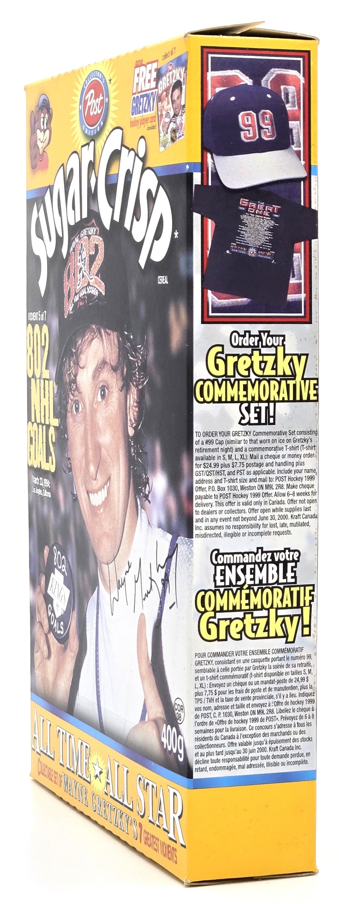 1999 Post Sugar Crisp Cereal Wayne Gretzky's 7 Greatest Moments #5 802 Goals Empty Box Only