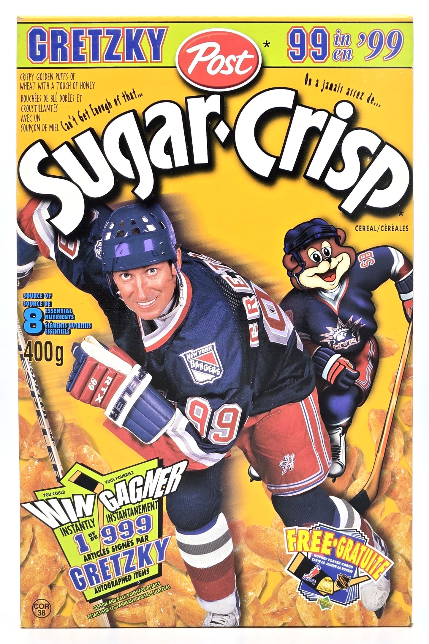 1998 Post Sugar Crisp Cereal Wayne Gretzky New York Rangers 99 in '99 Empty Box Only