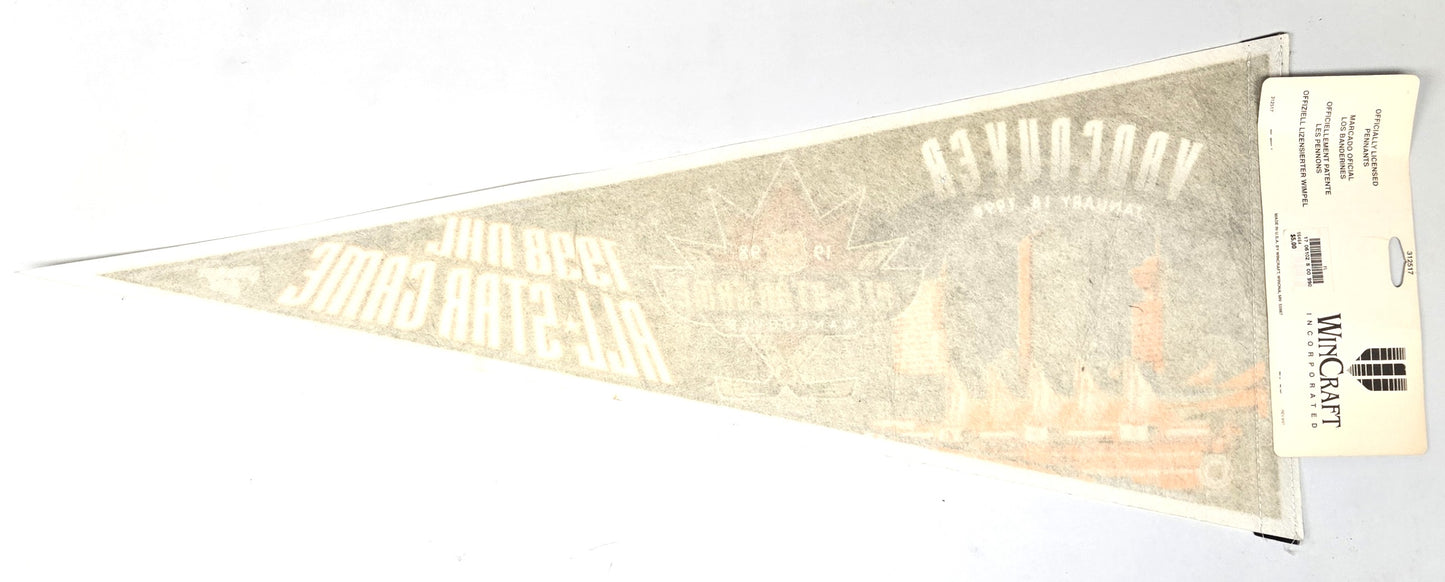1998 Vancouver NHL Hockey All-Star Game Vintage Felt Pennant Banner 12" x 30"