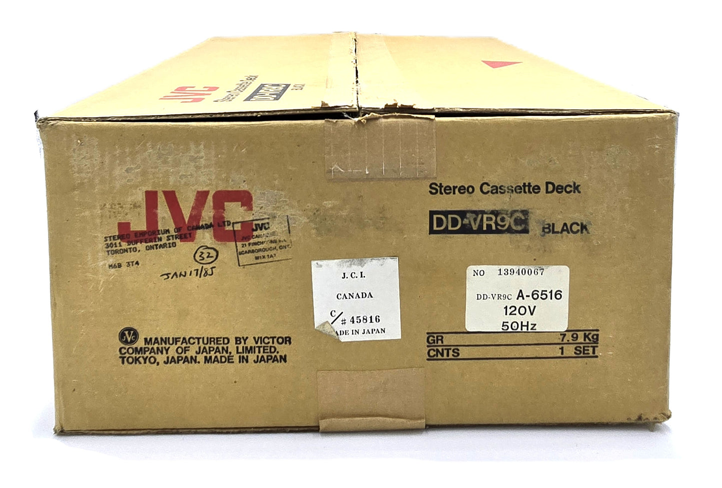 Barely Used 1983 JVC DD-VR9C Stereo Cassette Deck in Original Open Box Made in Japan