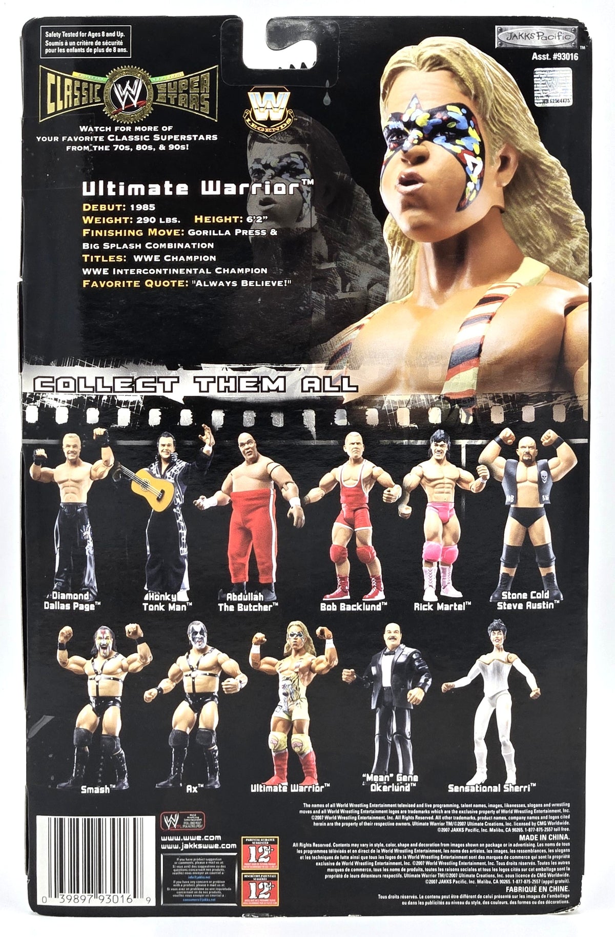 2007 Jakks Pacific WWE Classic Super Stars Ultimate Warrior Series 14 7in Figure