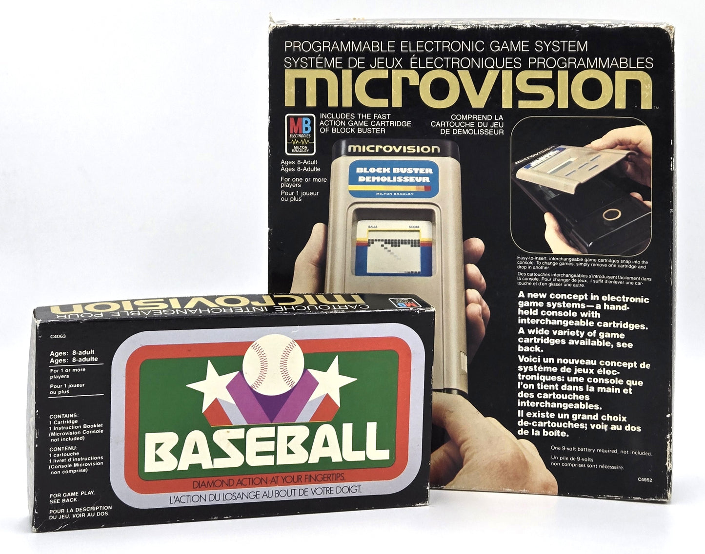 1979 Milton Bradley Microvision Game Console + Interchangeable Baseball Cartridge Vintage Video Game CIB