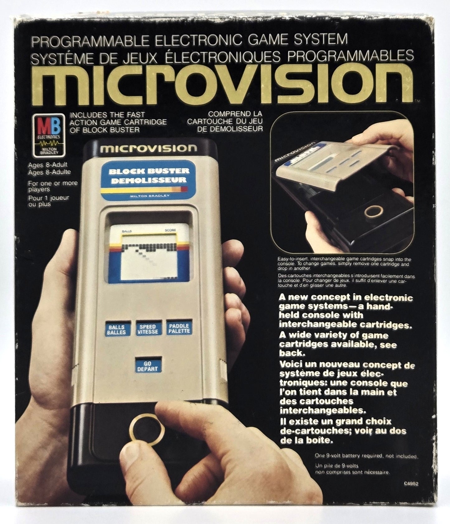 1979 Milton Bradley Microvision Game Console + Interchangeable Baseball Cartridge Vintage Video Game CIB