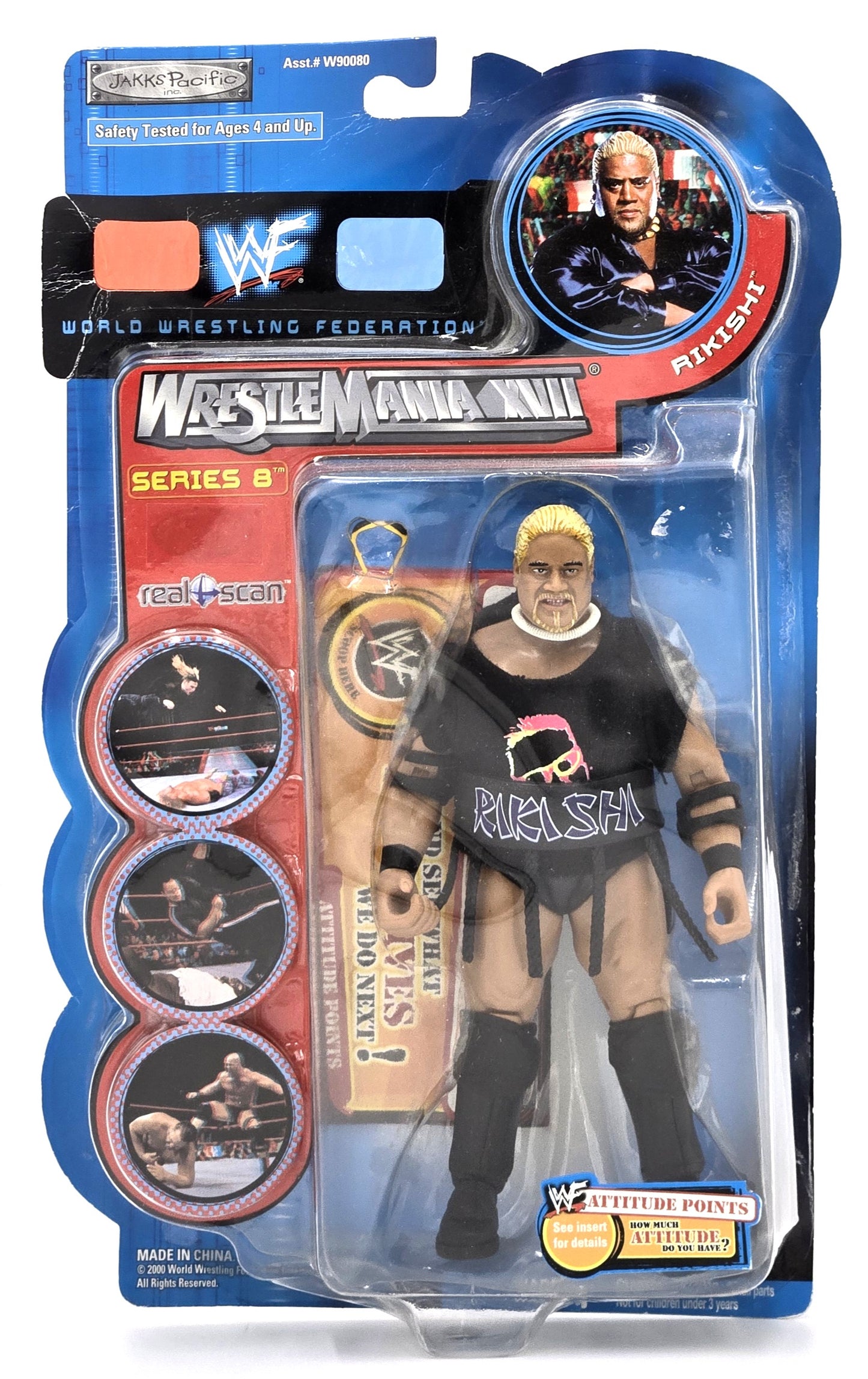2000 Jakks Pacific WWE WrestleMania XVII Series 8 Rikishi 7in Figure *Has Box Wear*