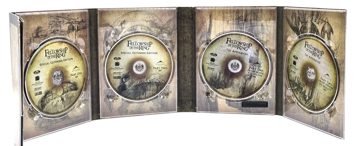 2002 The Lord of the Rings: Fellowship of the Ring Special Extended Edition 4-Disc DVD Box Set
