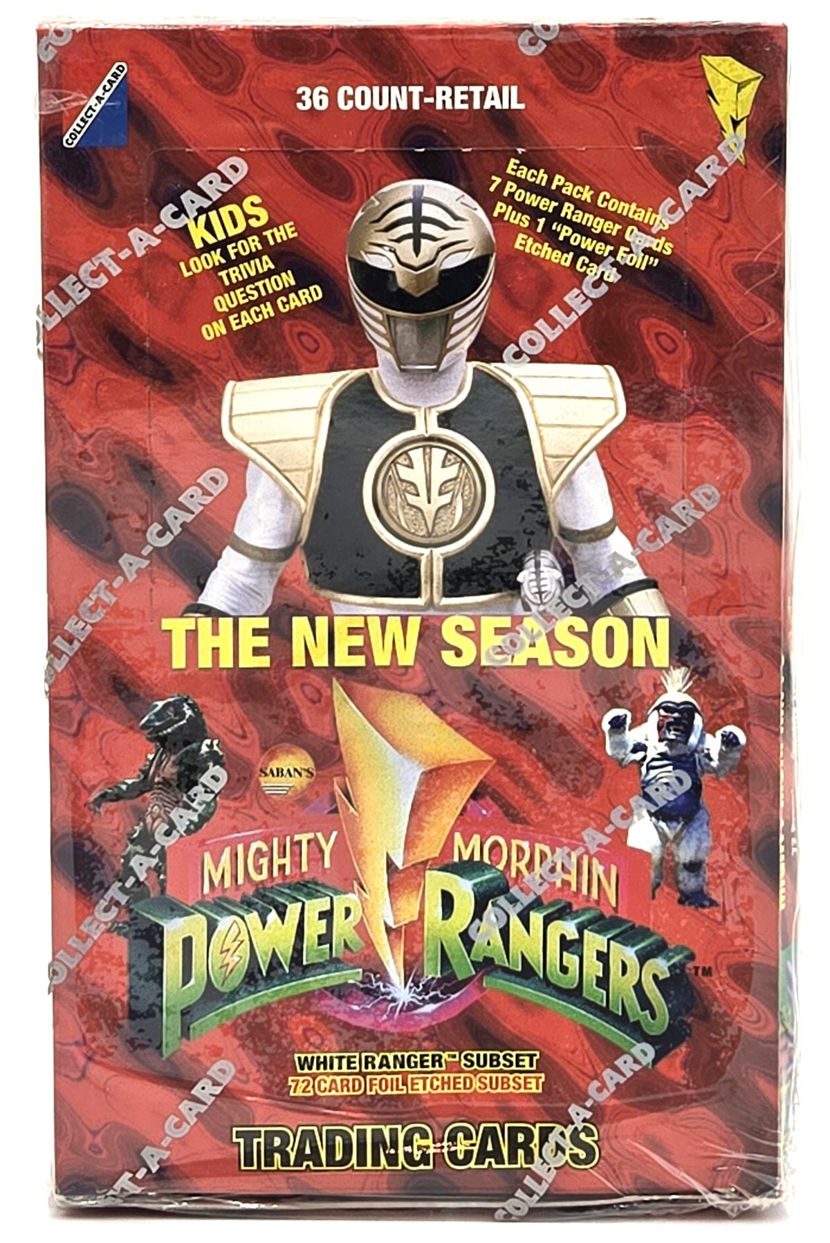 1994 Collect-A-Card Mighty Morphin' Power Rangers White Ranger Subset Retail Box (36 Packs) Sealed
