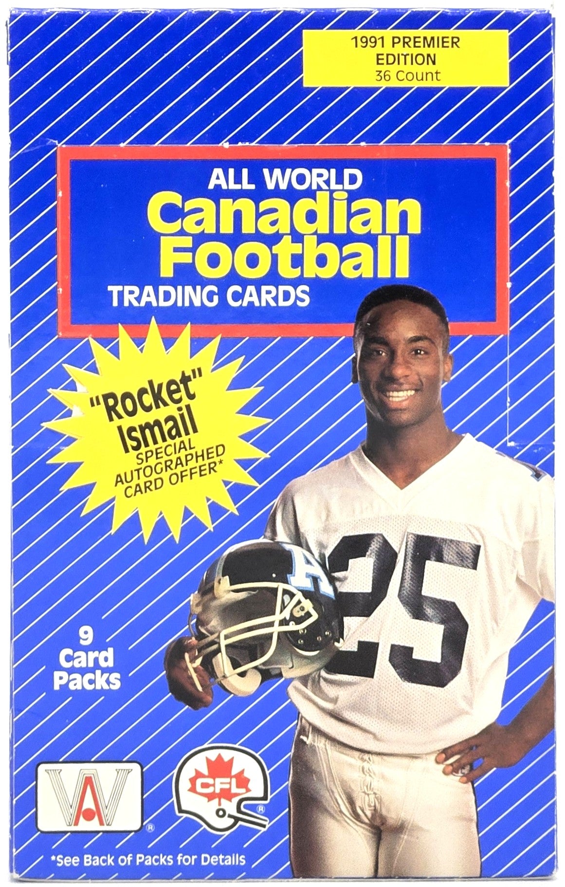 1991 AW Sports All World Canadian Football Card Wax Box (36 Count) Rocket Ismail Rookie