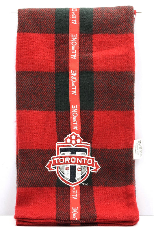 Official Toronto FC "All For One" Red & Black Buffalo Check Fan Scarf (68") TFC Soccer