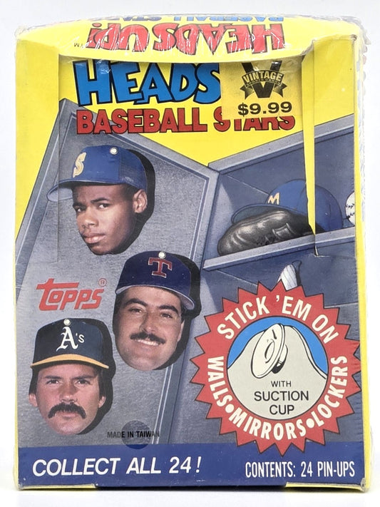 1990 Topps Heads Up! Baseball Stars Pin-Up Card Wax Box (24 Packs)