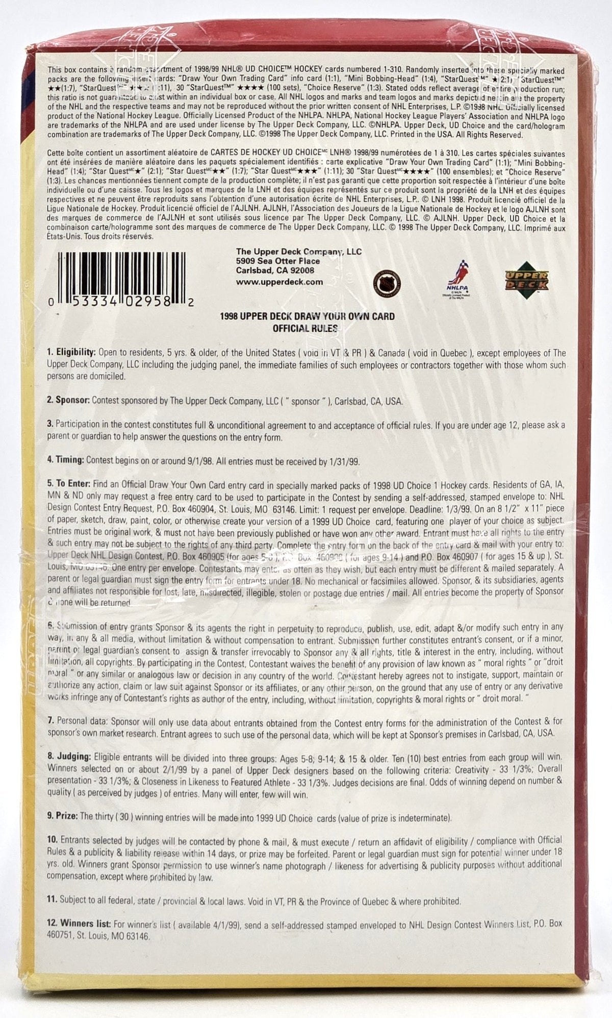 1998/99 Upper Deck Choice NHL Hockey Card Wax (36 Packs) Sealed Chase StarQuest Gold (Some Box Wear)