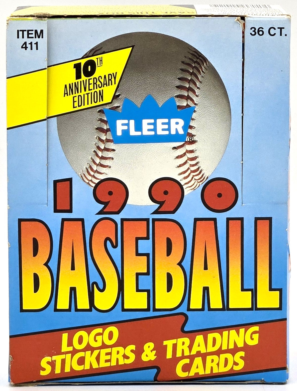 1990 Fleer MLB Baseball 10th Anniversary Edition Wax Box (36 Packs)