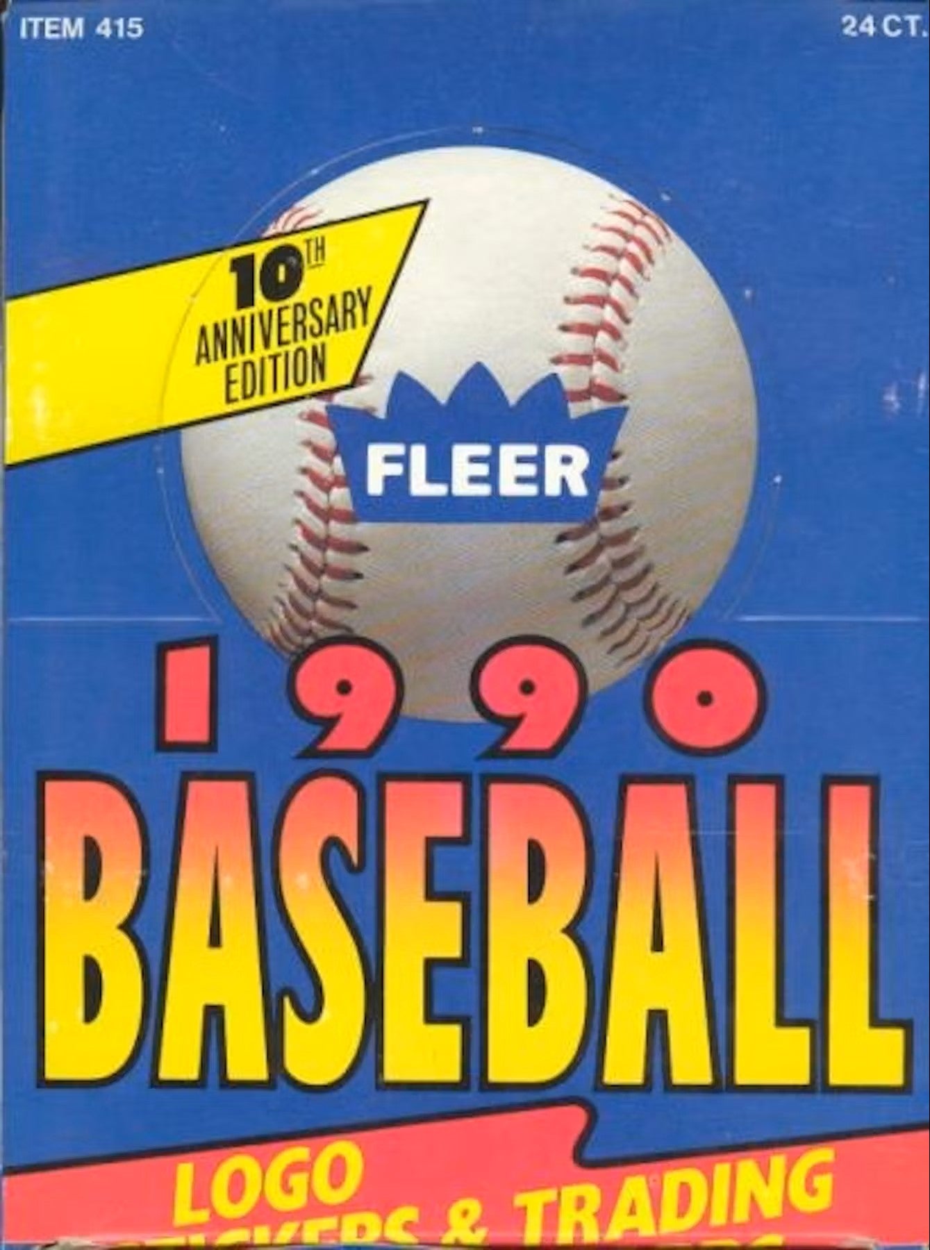 1990 Fleer MLB Baseball Card Rack Pack Box (24 Packs)