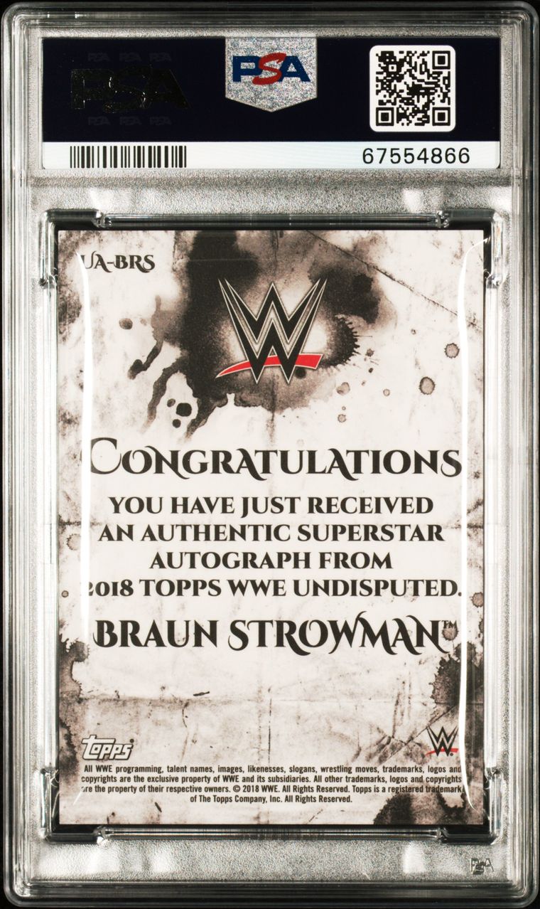 2018 Topps WWE Undisputed Braun Strowman Green Autograph Card /50 PSA 10