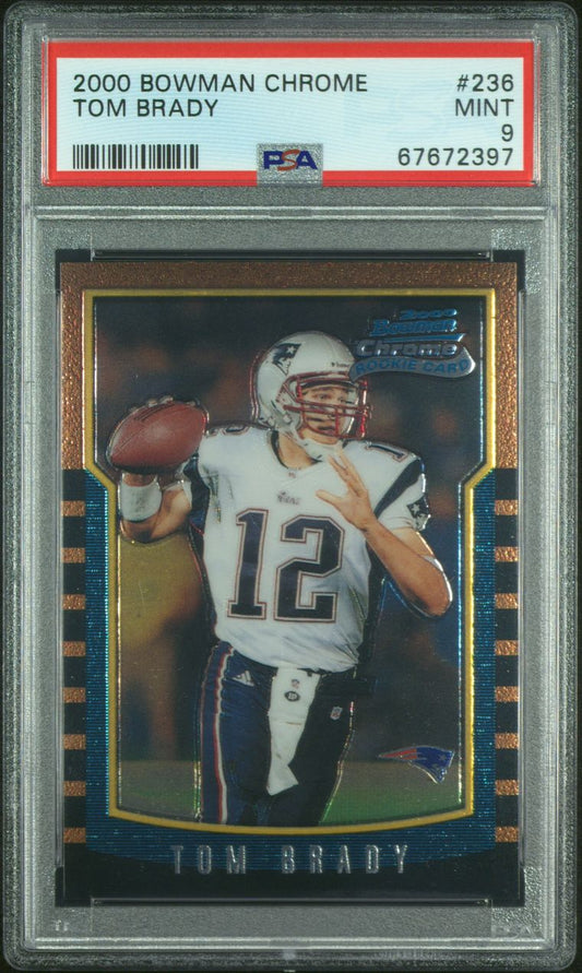 2000 Bowman Chrome Tom Brady Graded Football Rookie Card #236 PSA 9