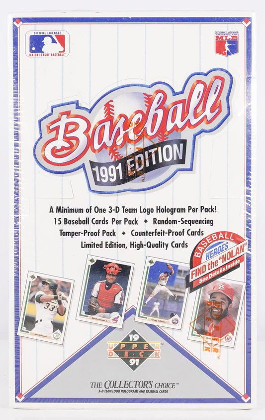 1991 Upper Deck Baseball Card Wax Box (36 Packs) Sealed Possible Michael Jordan Rookie