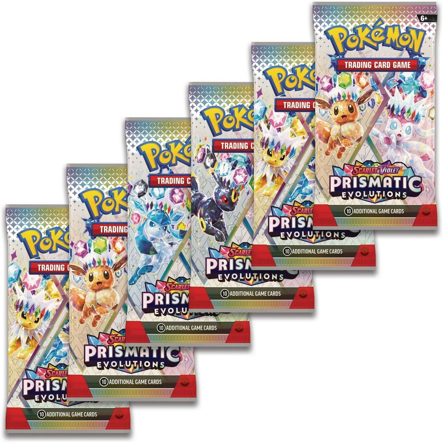 2025 Pokemon Scarlet & Violet Prismatic Evolutions Booster Bundle Trading Card Game Box (6 Packs)