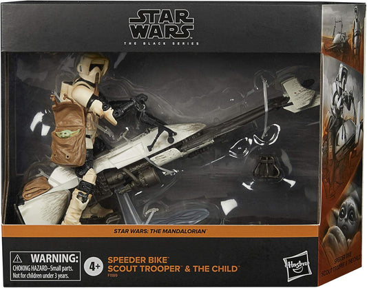 2022 Hasbro Star Wars The Black Series Speeder Bike Scout Trooper & The Child 6-Inch Collectible Action Figure Set