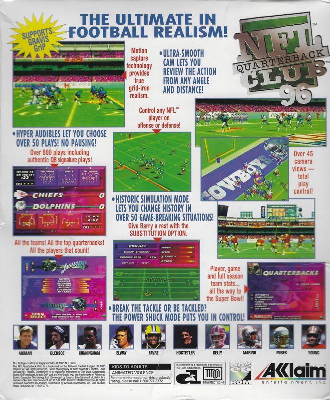 1995 Acclaim Entertainment NFL Quarterback Club '96 DOS CD-ROM Game in Box