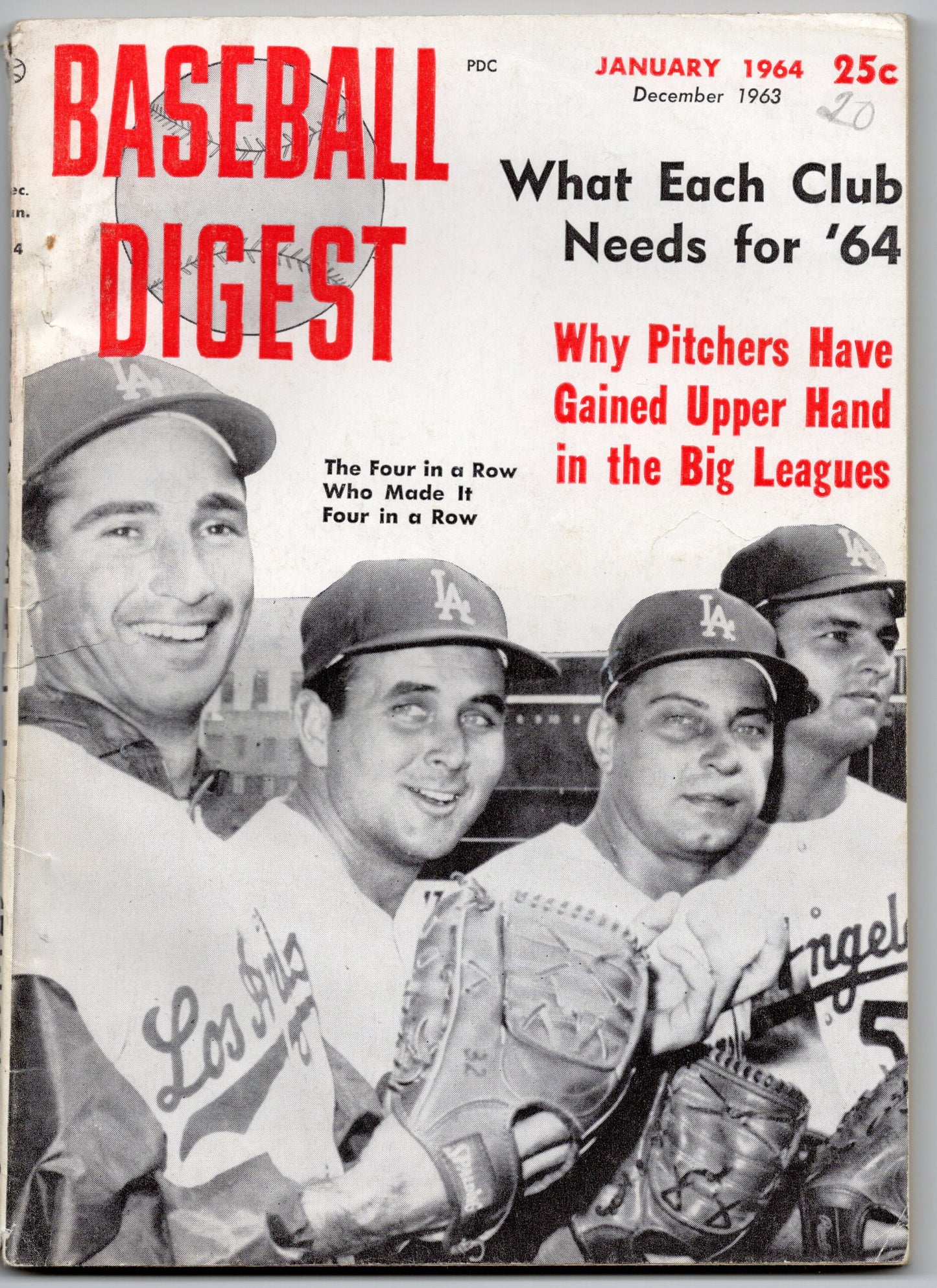 Baseball Digest Vintage Magazine (January 1964) Four in a Row