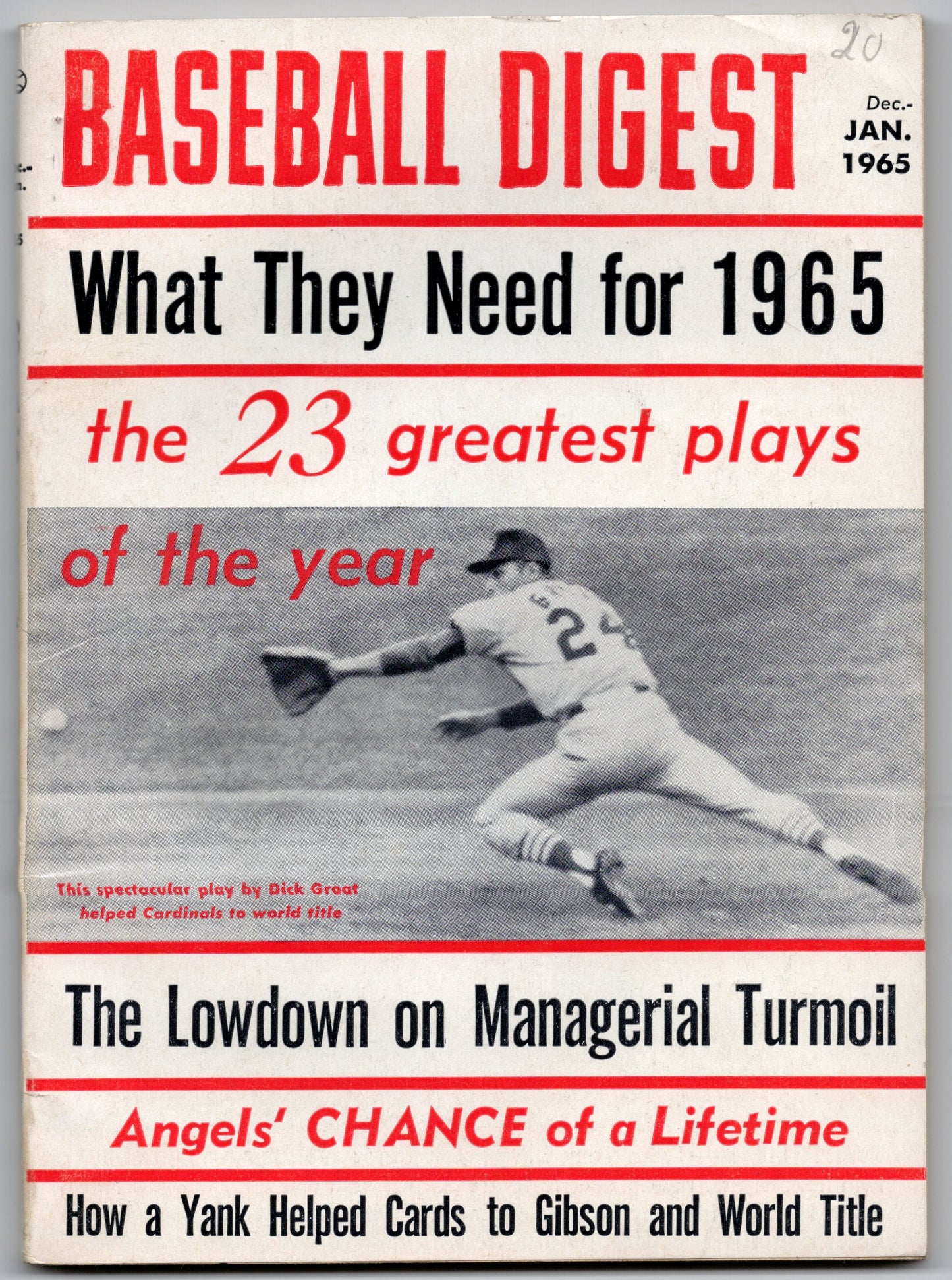 Baseball Digest Vintage Magazine (January 1965) Dick Groat