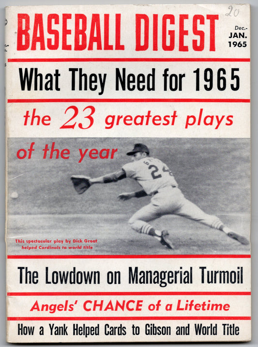 Baseball Digest Vintage Magazine (January 1965) Dick Groat