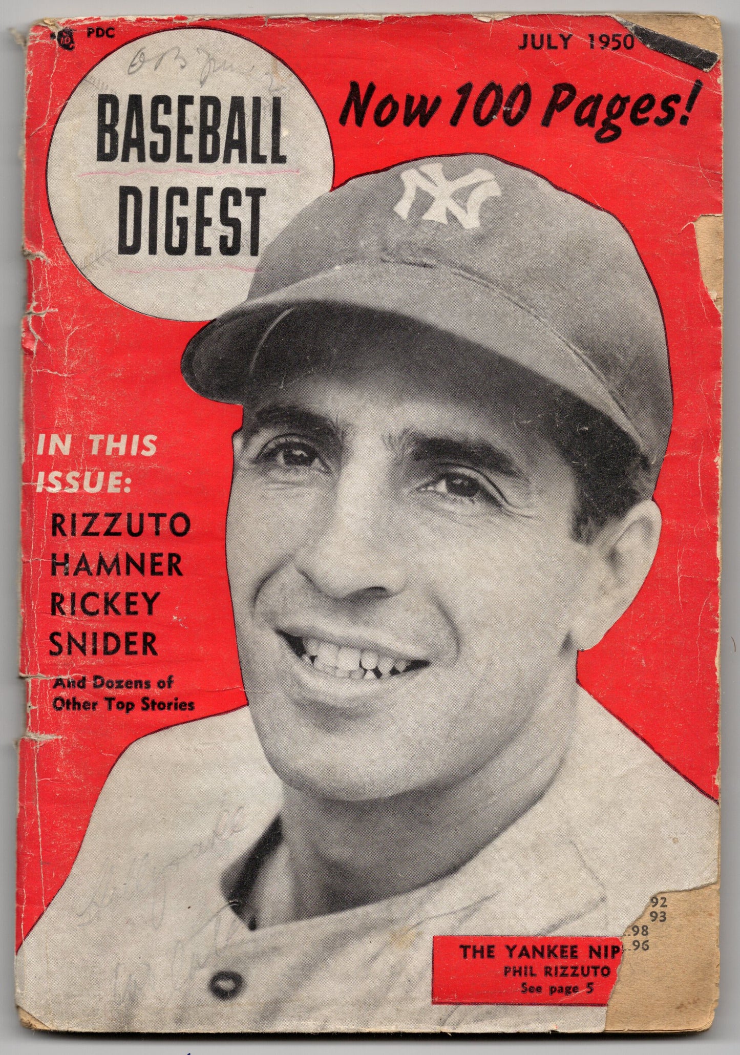 Baseball Digest Vintage Magazine (July 1950) Phil Rizzuto