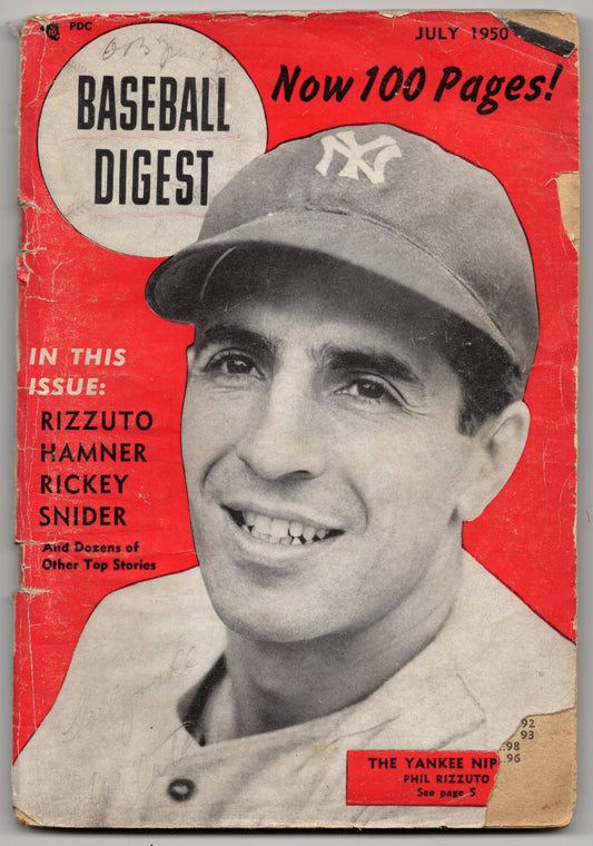 Baseball Digest Vintage Magazine (July 1950) Phil Rizzuto