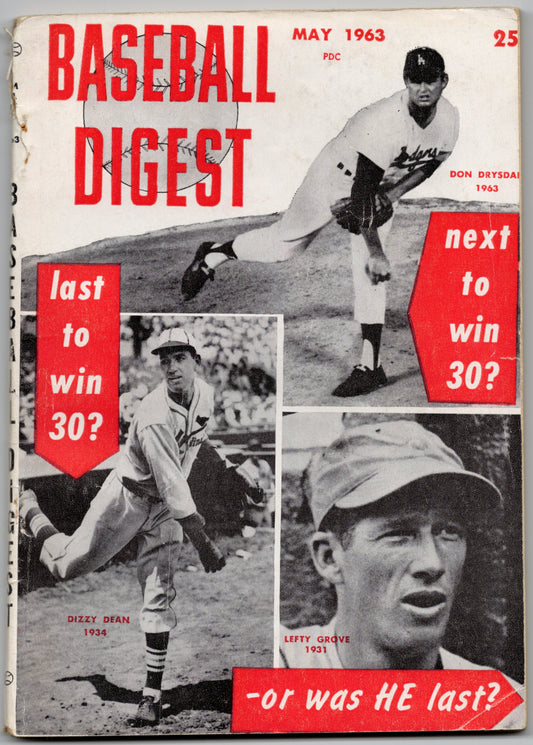 Baseball Digest Vintage Magazine (May, 1963) Don Drysdale