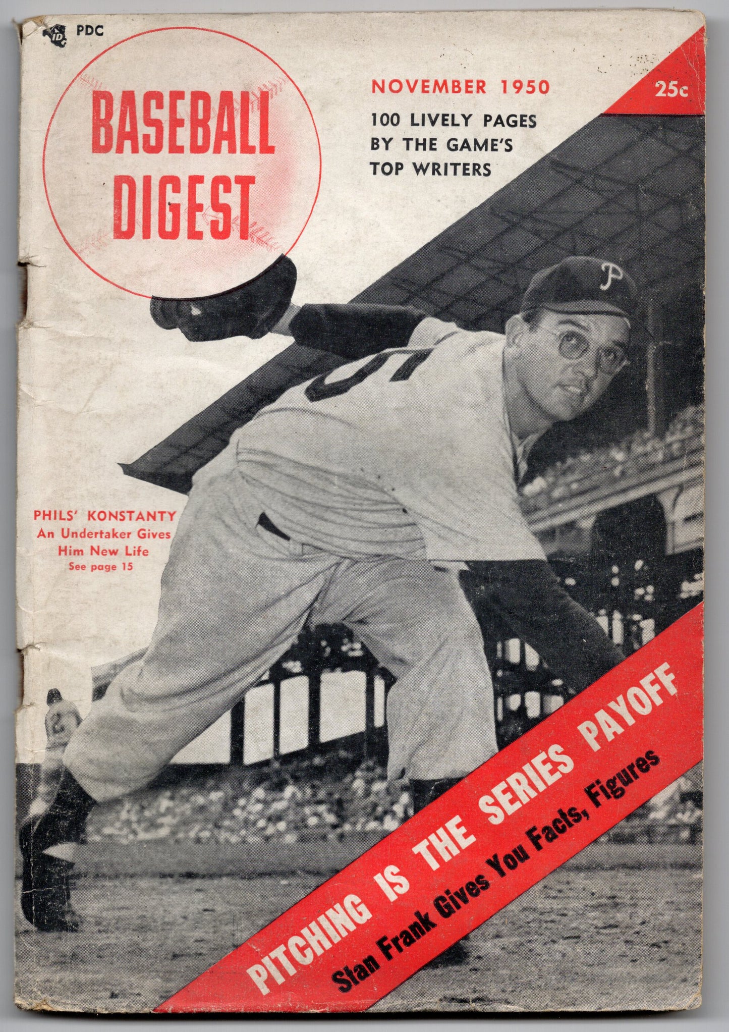 Baseball Digest Vintage Magazine (November 1950) Jim Konstanty