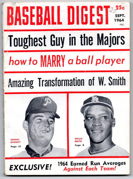 Baseball Digest Vintage Magazine (September 1964) Dennis Bennett