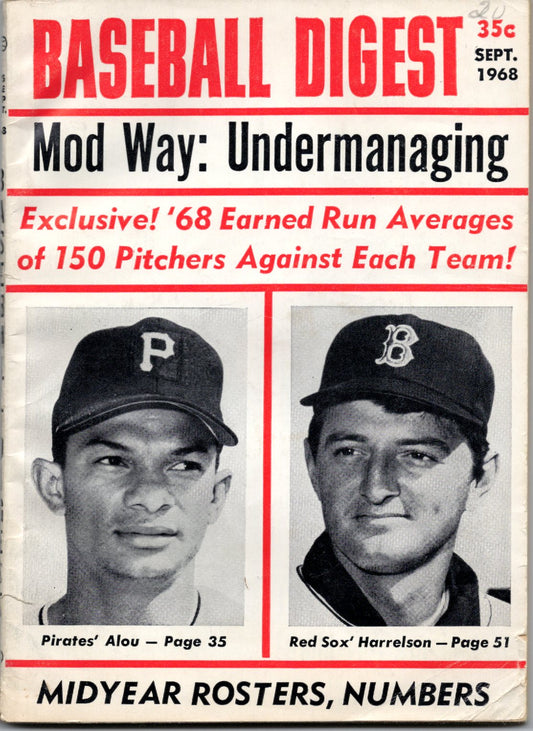 Baseball Digest Vintage Magazine (September 1968) Felipe Alou and Ken Harrelson