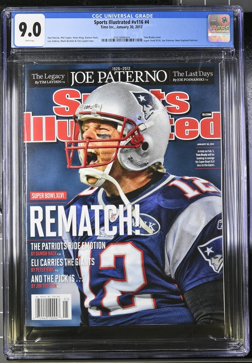 2012 Sports Illustrated Magazine Graded CGC 9.0 Tom Brady Cover Rare Newsstand Edition