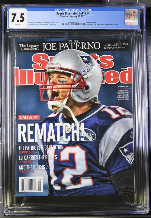 2012 Sports Illustrated Magazine Graded CGC 7.5 Tom Brady Cover Rare Newsstand Edition