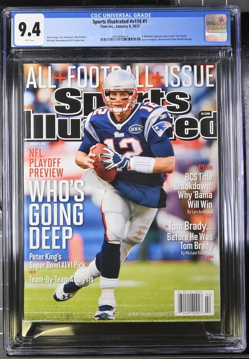 2012 Sports Illustrated Magazine Graded CGC 9.4 Tom Brady Cover Rare Newsstand Edition