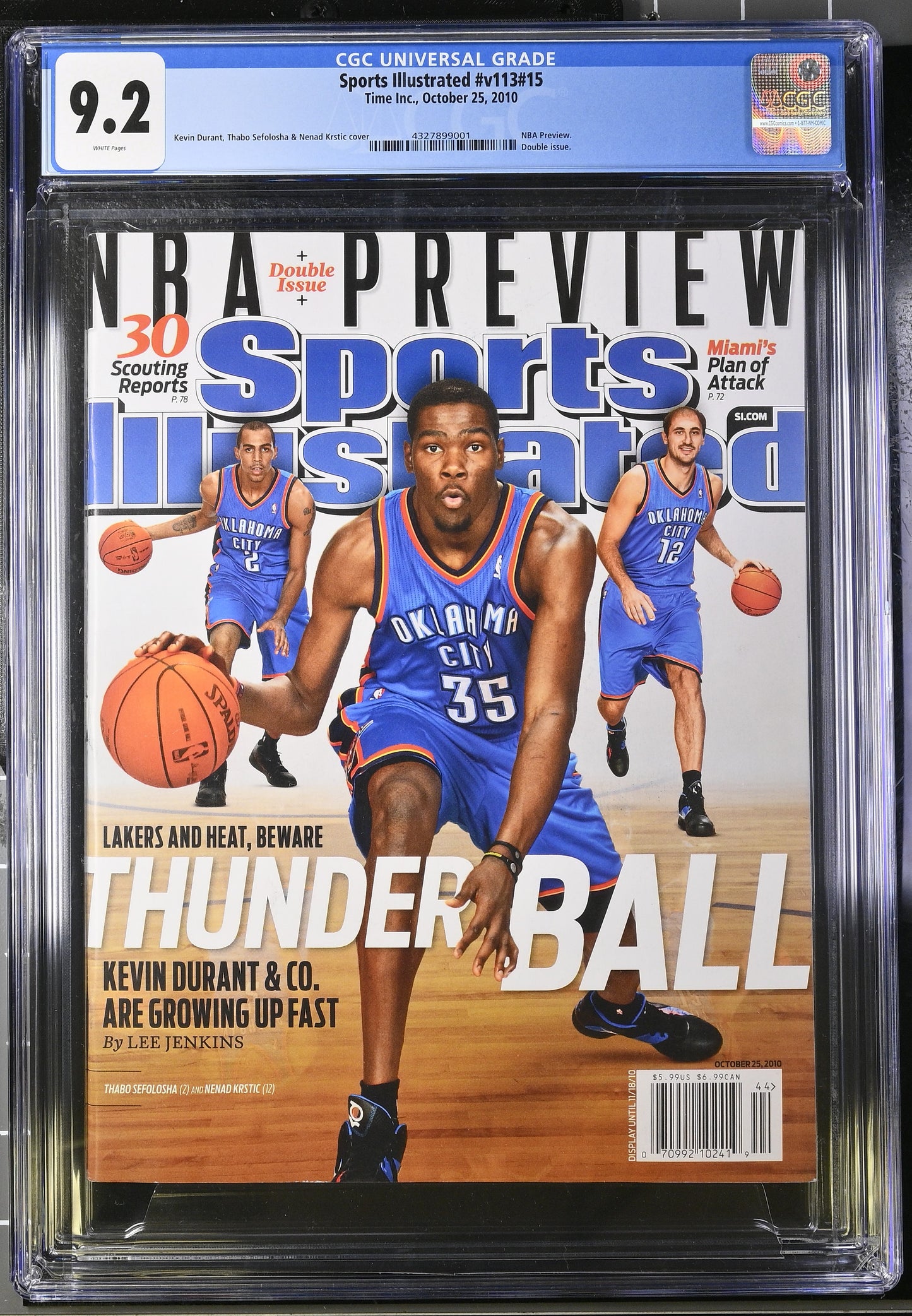 2010 Sports Illustrated Magazine Graded CGC 9.2 Kevin Durant Newsstand