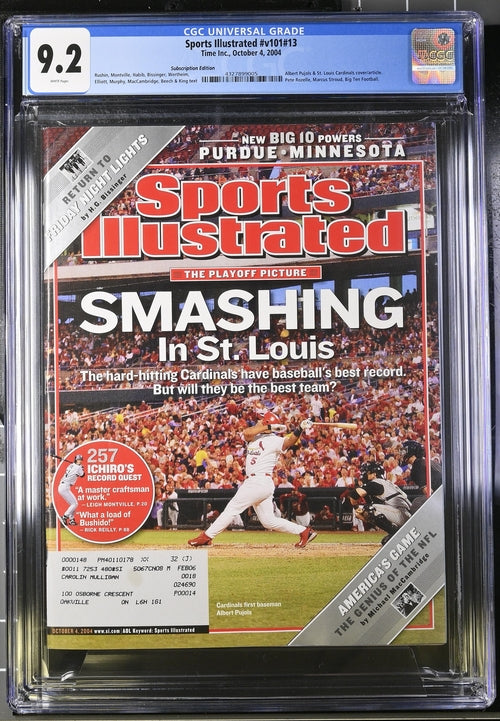 2004 Sports Illustrated Magazine Graded CGC 9.2 1st Albert Pujols Cover Rare Newsstand Edition