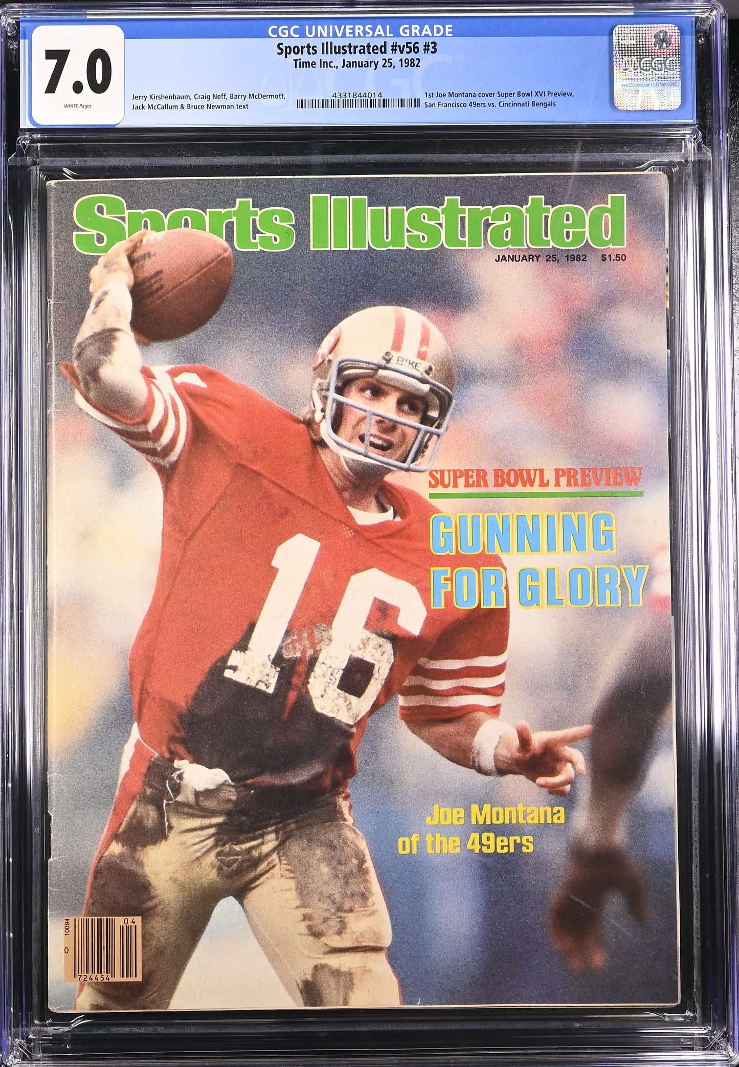 1982 Sports Illustrated Magazine Graded CGC 7.0 1st Joe Montana Cover Rookie Year Newsstand Edition