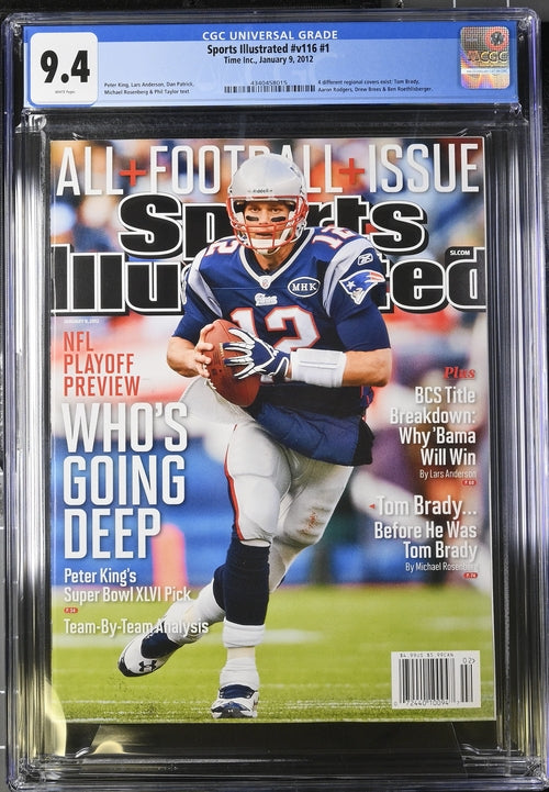 2012 Sports Illustrated Magazine Graded CGC 9.4 Tom Brady Cover Rare Newsstand Edition