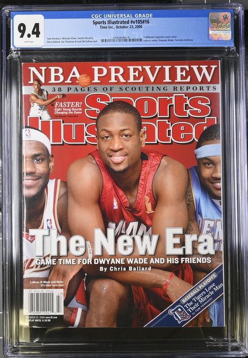 2006 Sports Illustrated Magazine Graded CGC 9.4 Dwayne Wade Lebron, Carmello Cover Rare Newsstand